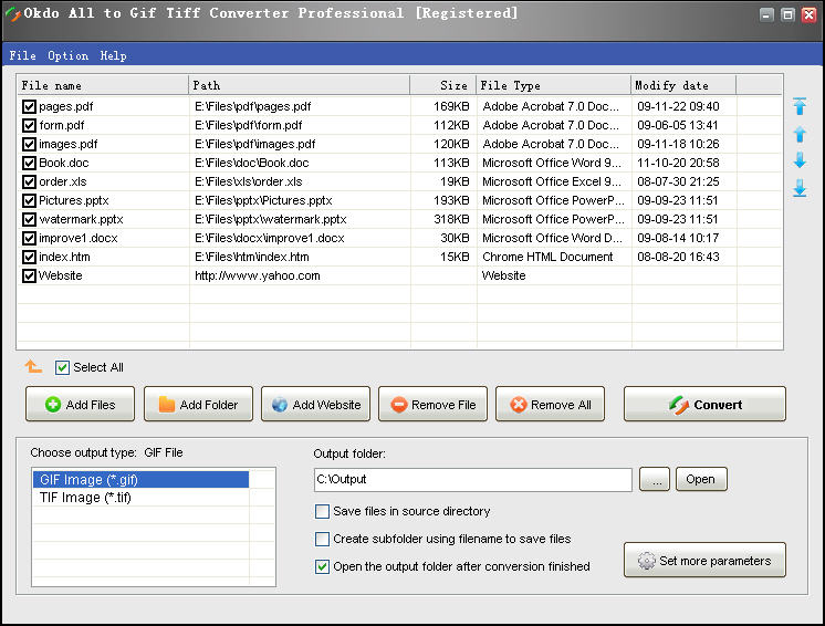 Screenshot of Okdo All to Gif Tiff Converter Professional