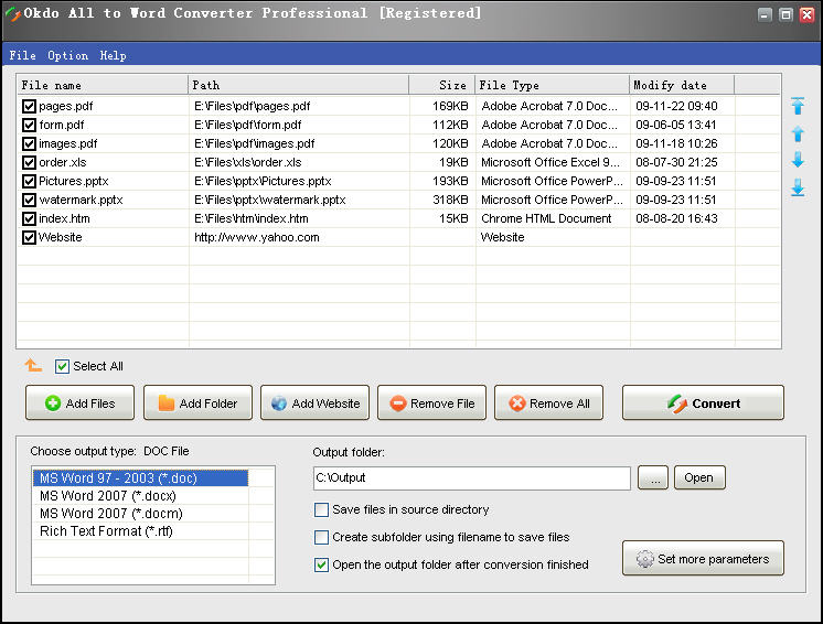 Screenshot of Okdo All to Word Converter Professional