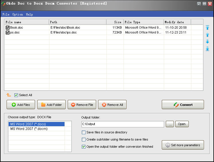 Screenshot of Okdo Doc to Docx Docm Converter