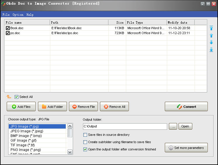 Screenshot of Okdo Doc to Image Converter 4.5