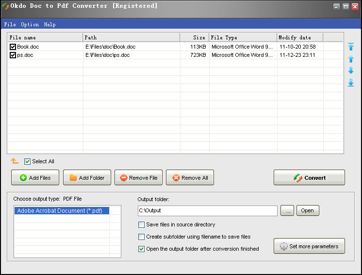 Screenshot of Okdo Doc to Pdf Converter