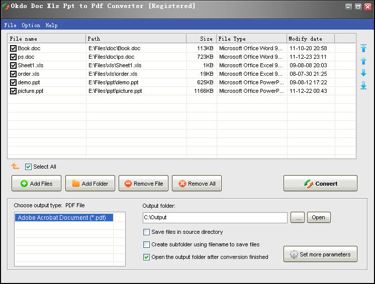 Screenshot of Okdo Doc Xls Ppt to Pdf Converter