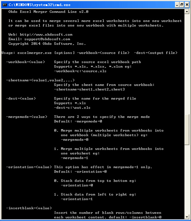 Okdo Excel Merger Command Line 2.0