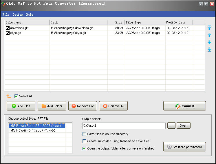 Screenshot of Okdo Gif to Ppt Pptx Converter