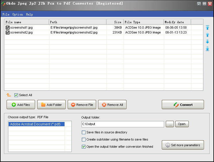 Click to view Okdo Jpeg Jp2 J2k Pcx to Pdf Converter 4.6 screenshot