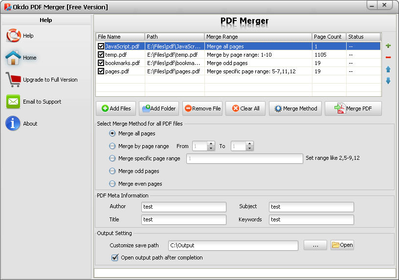 Okdo PDF Merger Free Version 2.7
