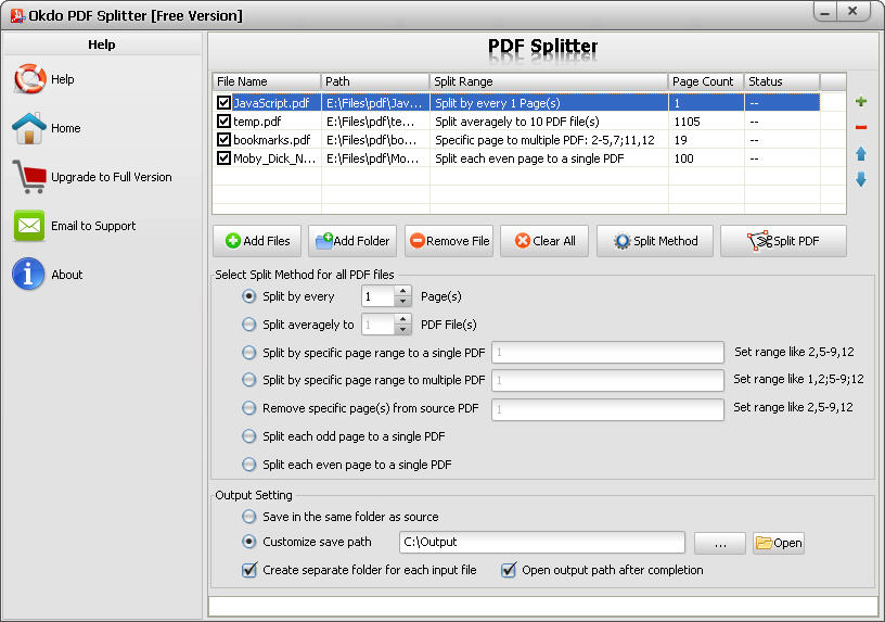 Okdo PDF Splitter Free Version 2.7