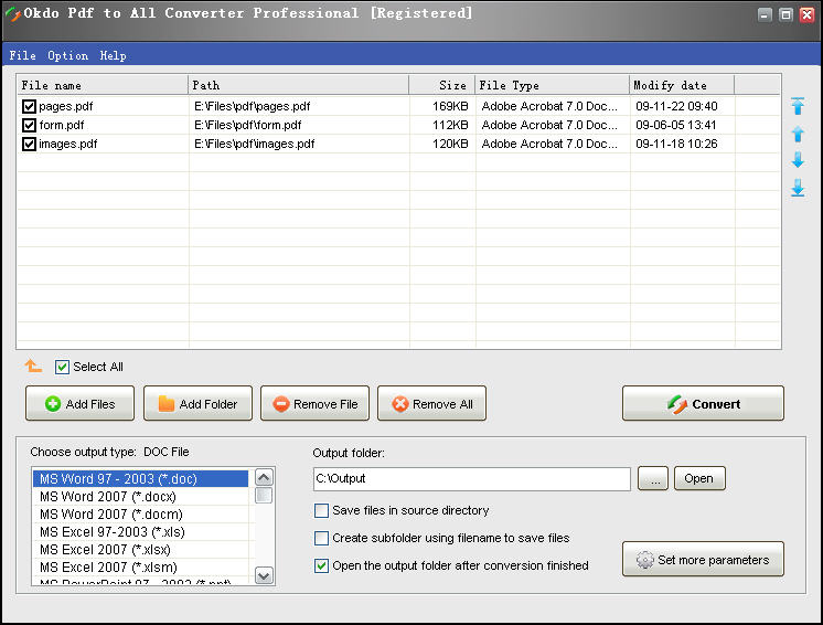 Screenshot of Okdo Pdf to All Converter Professional 4.6