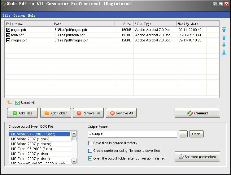 Screenshot of Okdo Pdf to All Converter Professional