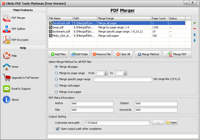 Okdo PDF Tools Platinum Free Version 2.7 full Okdo PDF Tools Platinum Free Version full screenshot