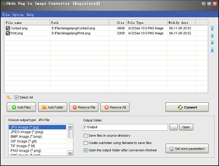 Screenshot of Okdo Png to Image Converter 4.5