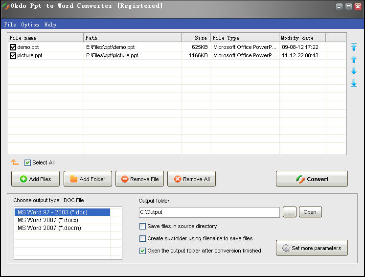 Screenshot of Okdo Ppt to Word Converter 4.5