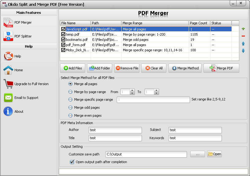 Okdo Split and Merge PDF Free Version 2.7