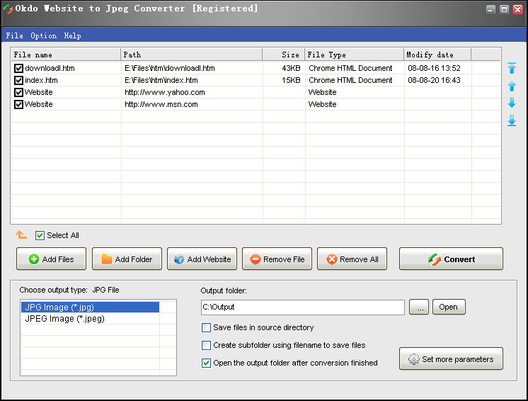 Batch convert website to jpeg/jpg with high quality and fast speed.