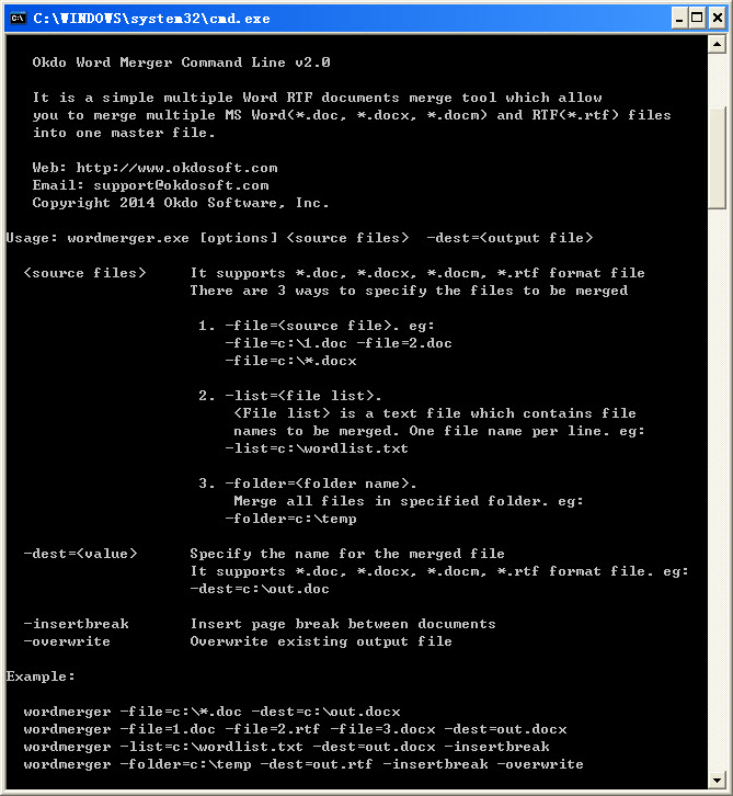 Okdo Word Merger Command Line 2.0