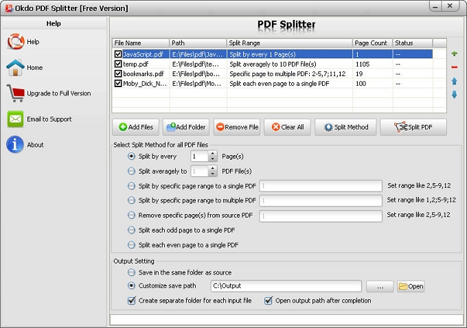 PDF Splitter screenshot