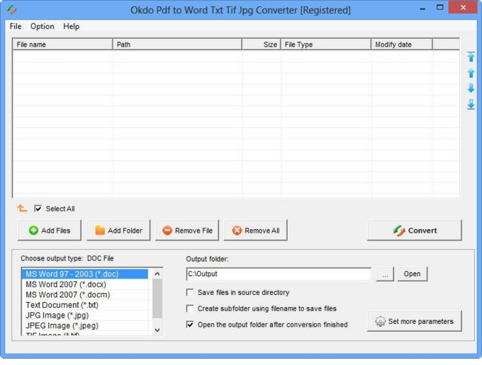Pdf to Word Txt Tif Jpg Converter screenshot