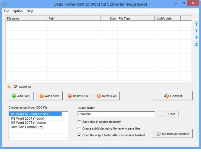 PowerPoint to Word Rtf Converter screenshot